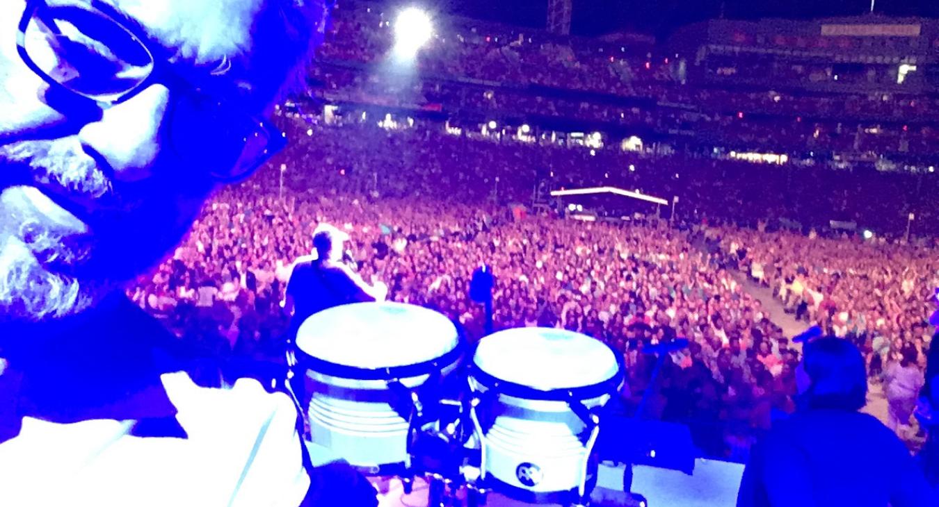 Luis Conte at Fenway Park with James Taylor